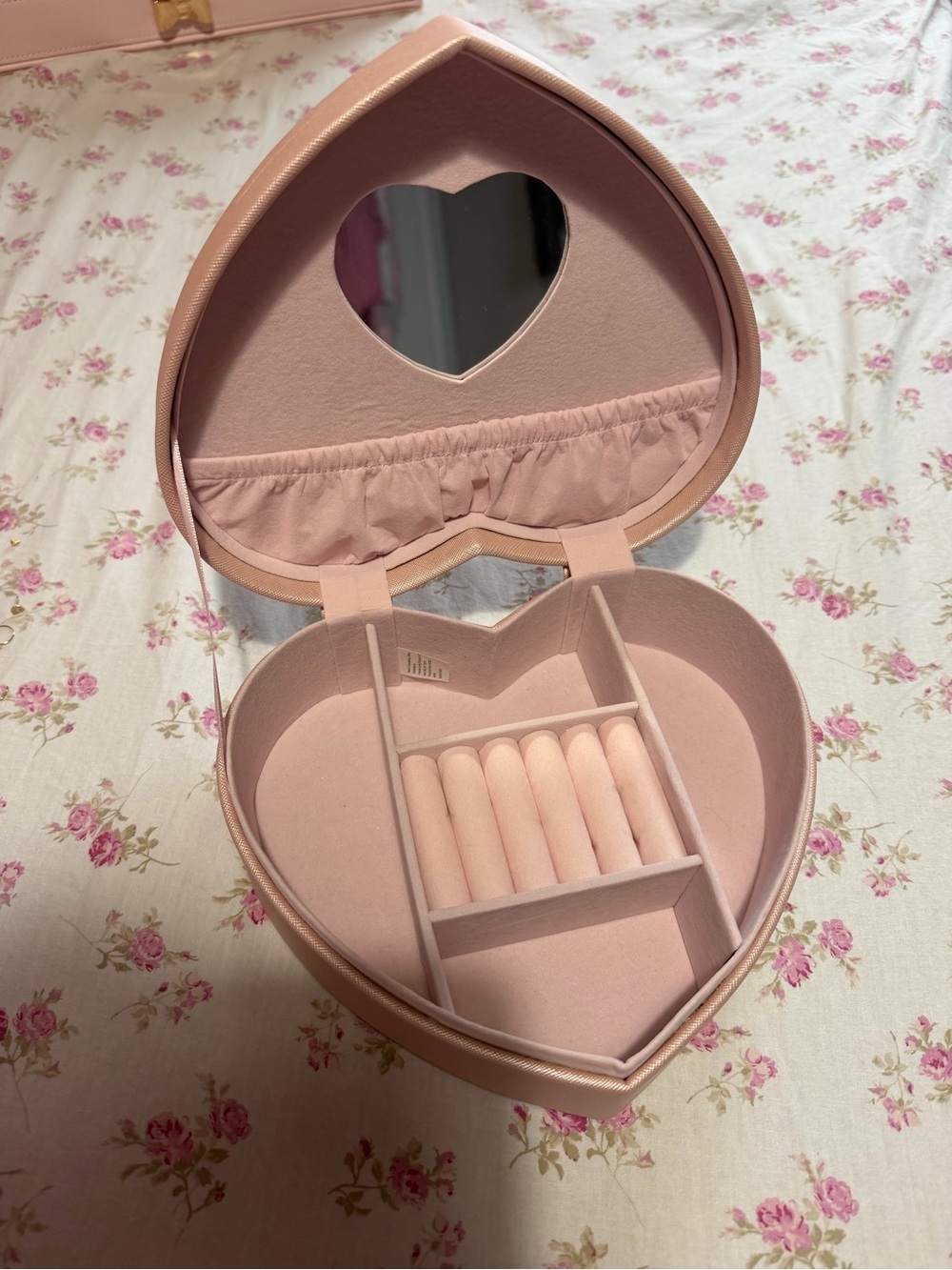 Heart-Shaped Pink Jewelry & Makeup Organizer Case with Mirror